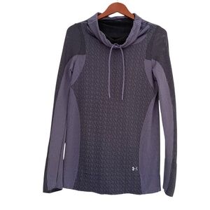 Under Armour Funnel Neck Pullover Sz M  Purple Fitted Heat Gear Fitness Jogging